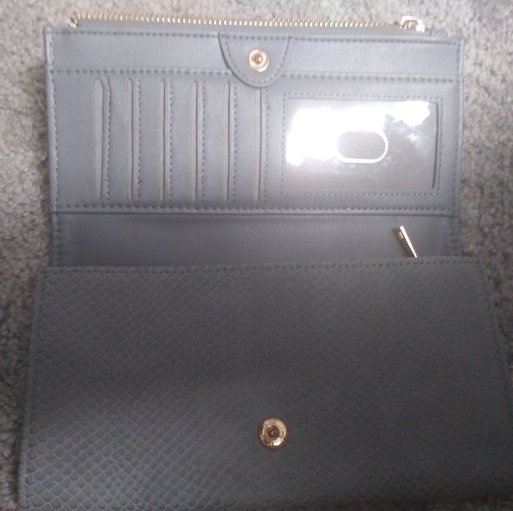 Grey leather womens wallet